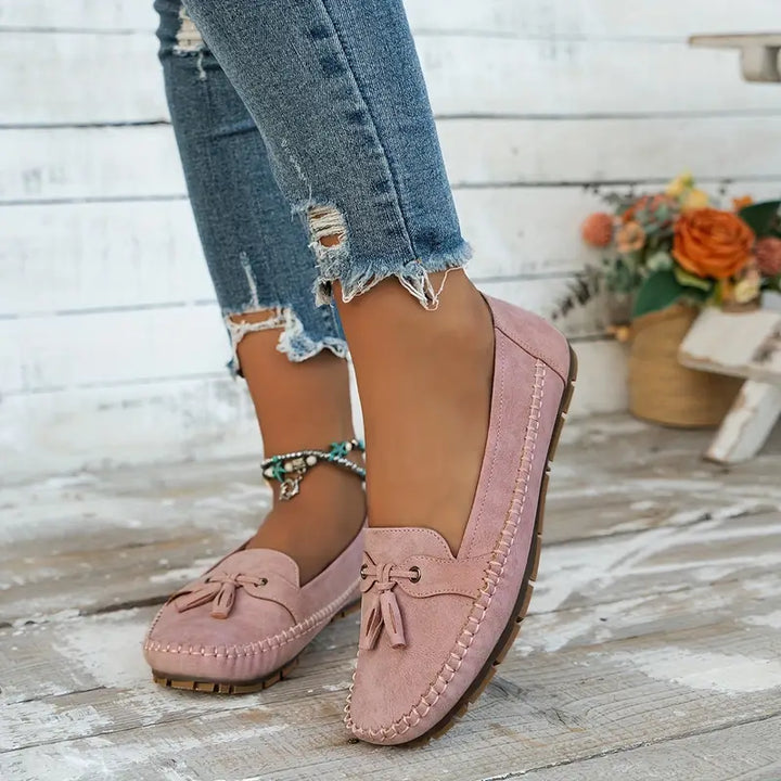 Kvinders loafers med ergonomisk fodseng, brun farve, stilfulde og understøttende hverdagssko.