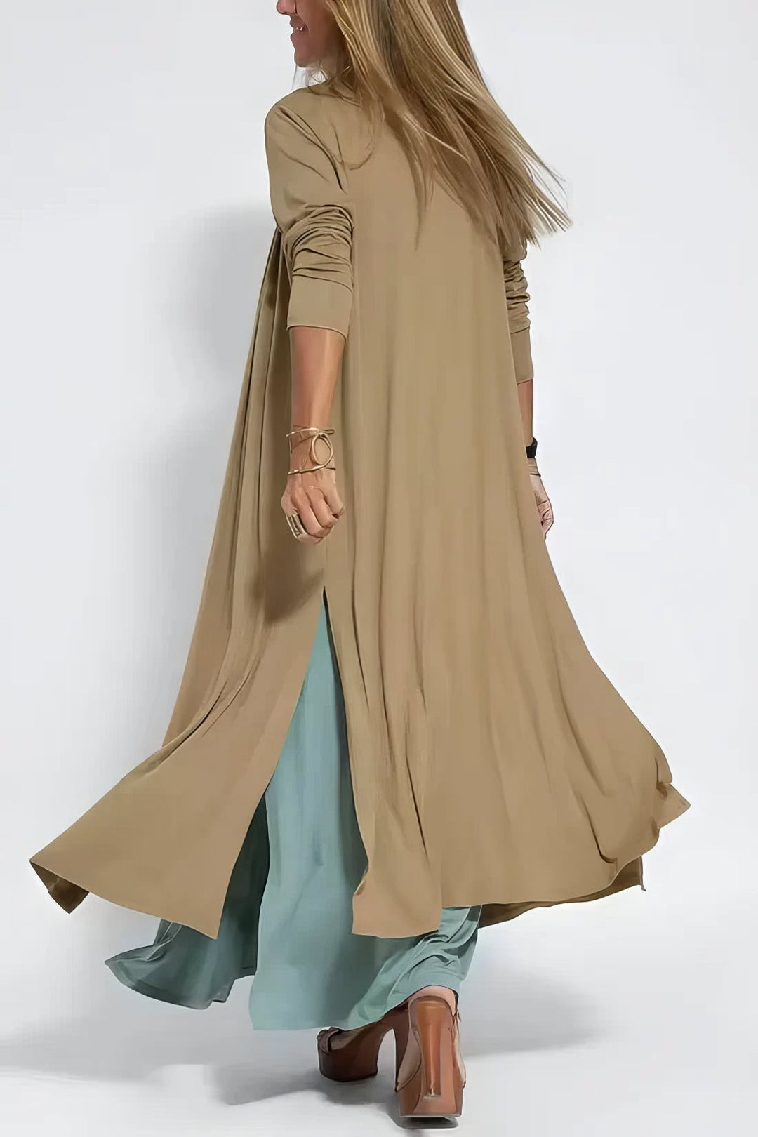 Maxikjole plus size til damer, elegant og ærmeløs med V-udskæring, perfekt som festkjole.