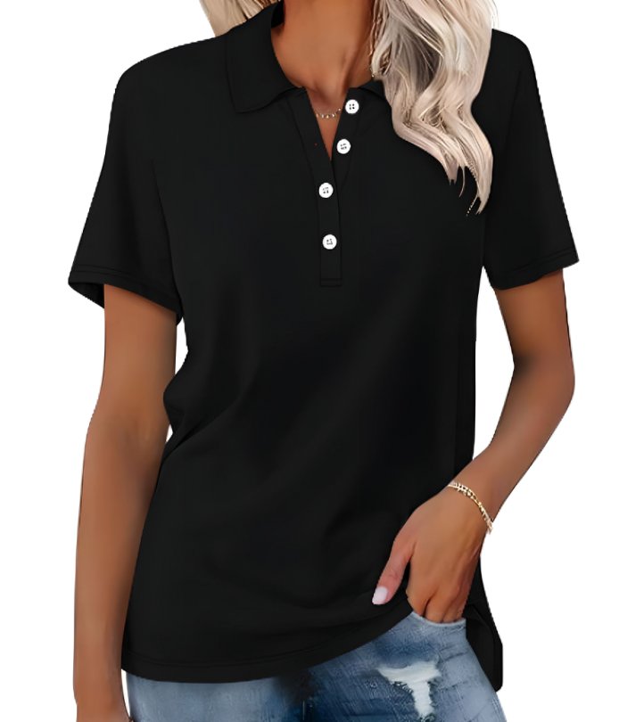 Ren stil: Klassisk dame polo shirt, kortærmet og komfortabel, perfekt til minimalistisk mode.