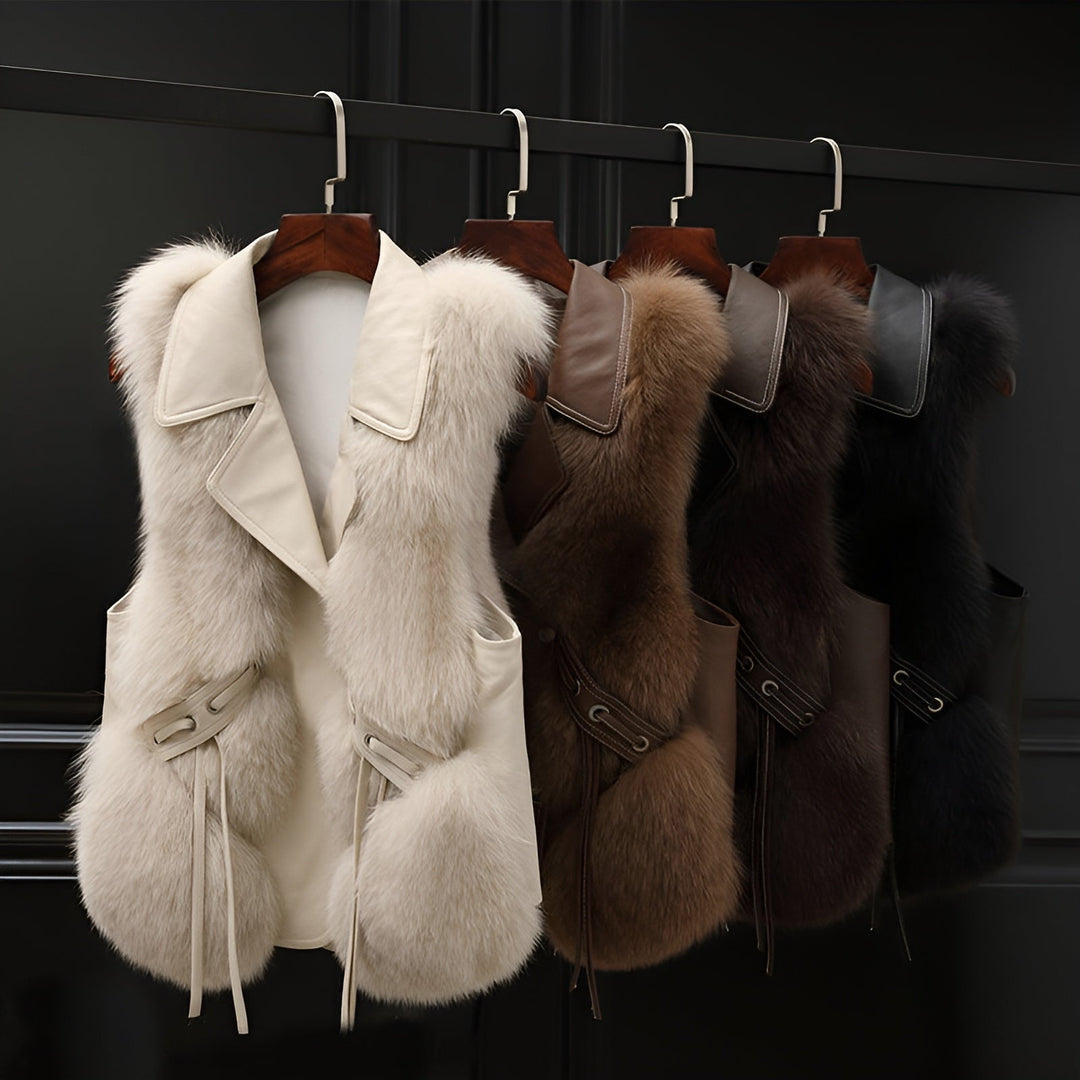 Elegant dame ærmeløs vest, varm og alsidig til lag-på-lag, med stilfuldt design.