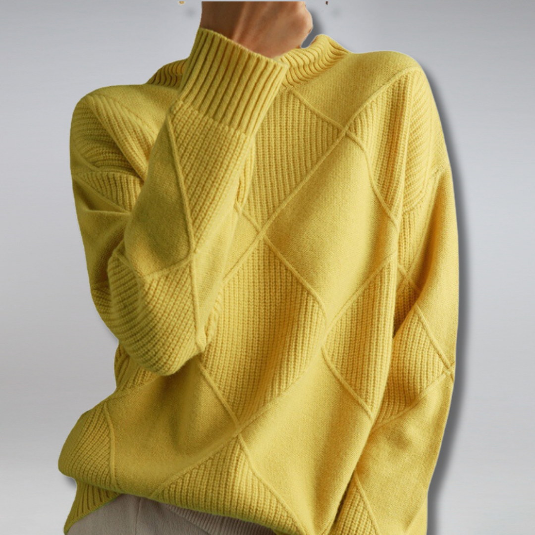 Dame rullekrave sweater i blød strik, perfekt til hverdag og elegant vintermode.