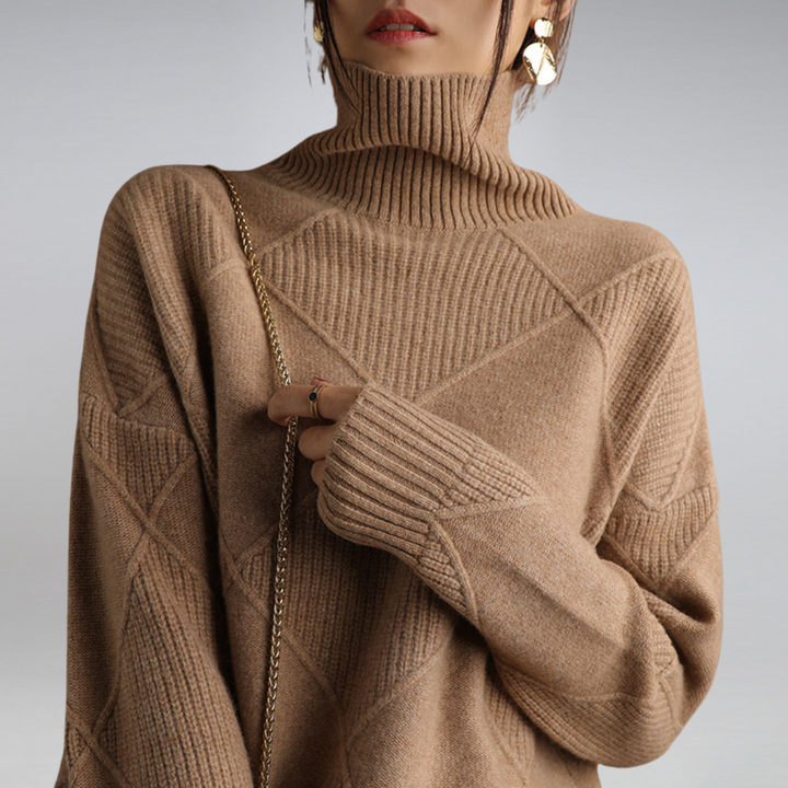 Elegant dame rullekrave sweater i blød, ensfarvet strik. Ideel til stilfuld vintermode.