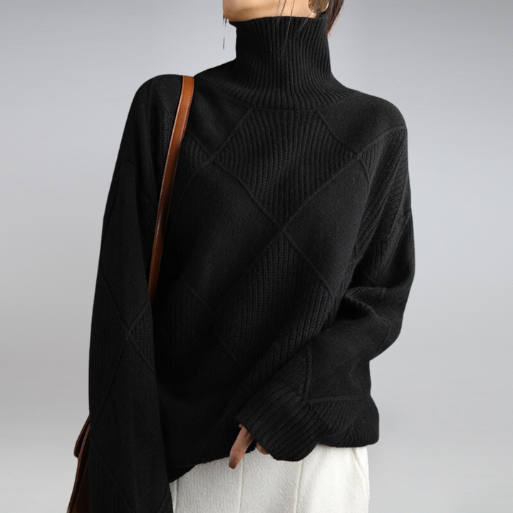 Luksuriøs blød dame rullekrave sweater i ensfarvet strik. Komfortabel til dametøj.