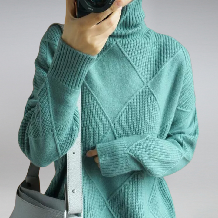 Stilfuld dame rullekrave sweater i blødt strik. Ideel til elegante hverdagslooks.