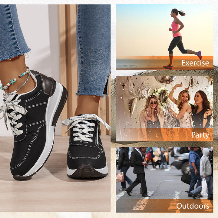 Sorte Solaria damesneakers, elegant løft, komfortabel pasform & moderne.