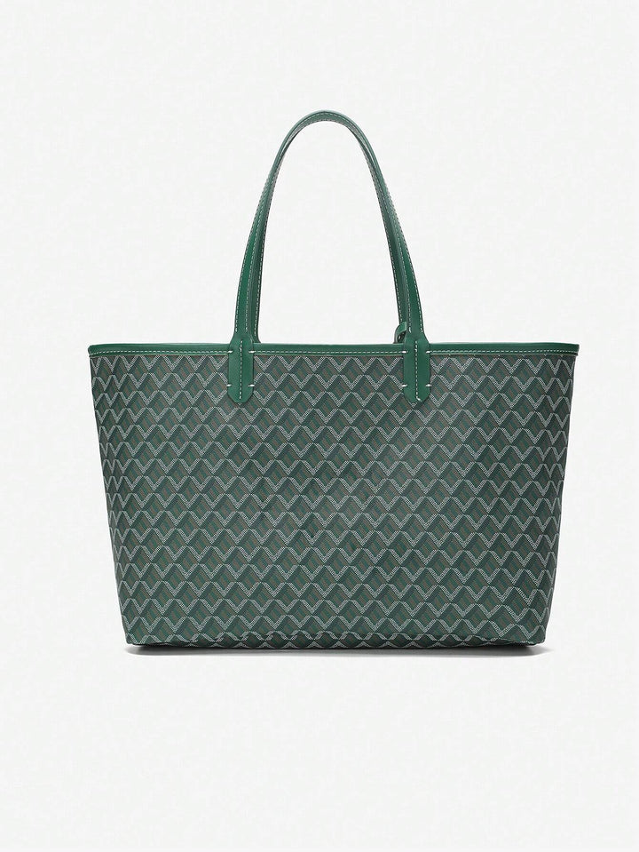 Rummelig shopper taske med moderne grafisk design. Praktisk hverdagstaske til kvinder.
