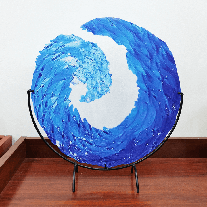 Unisex Glas Skulptur Oceanbølge Dekofigur