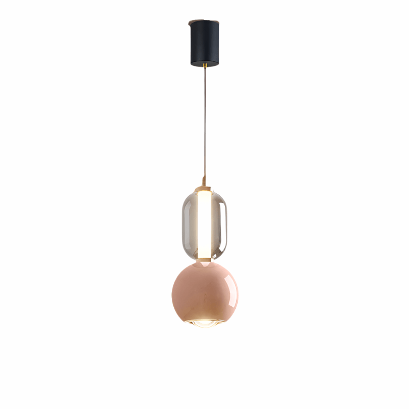 Minimalistisk skandinavisk pendellampe i glas og jern
