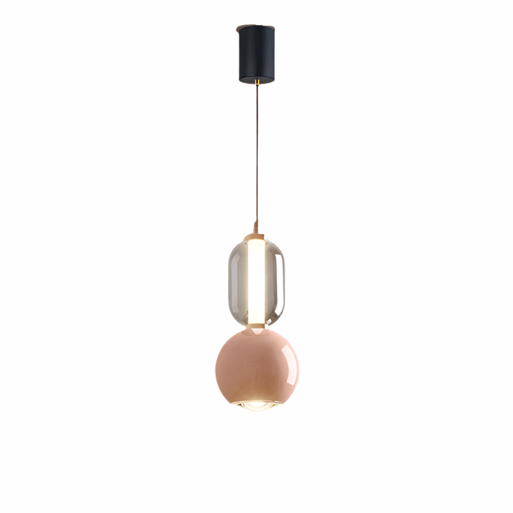 Minimalistisk skandinavisk pendellampe i glas og jern
