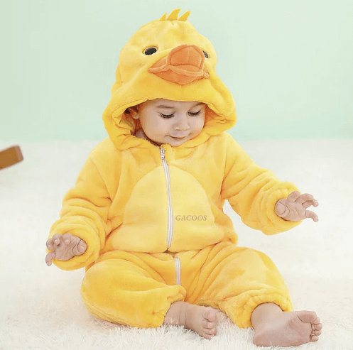 Baby heldragt med søde dyredesigns - hyggelig og varm