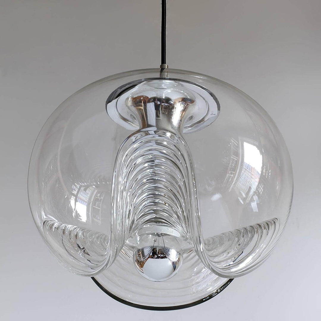 Moderne bølget pendellampe i glas