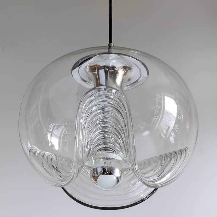 Moderne bølget pendellampe i glas