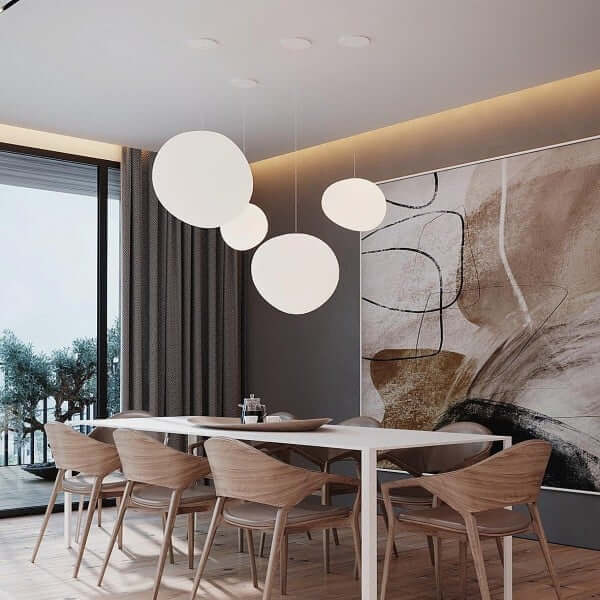 Moderne Pendellampe i satineret glas