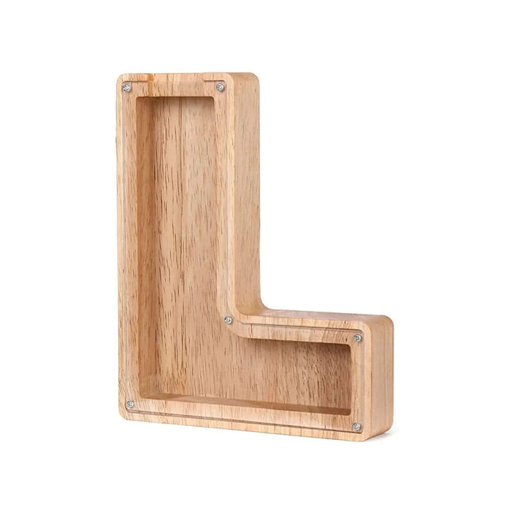 Træ sparegris med vindue - Alfabetdesign