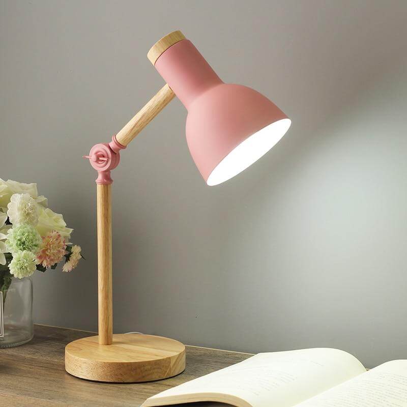 Justerbar Bordlampe i Træ - Skandinavisk Design