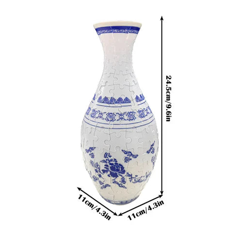 Stilfuld 3D puslespil vase fyldt med smukke blomster, en unik og moderne dekoration.
