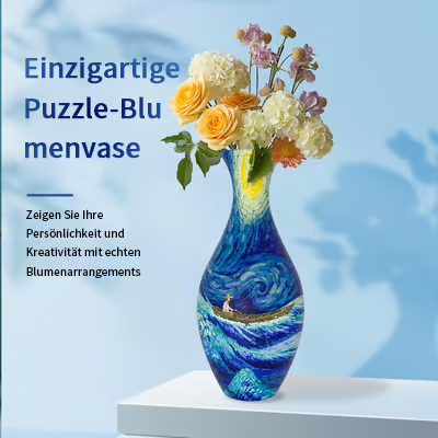 Elegant 3D puslespil vase, fungerer som både sjovt puslespil og funktionel blomsterholder.
