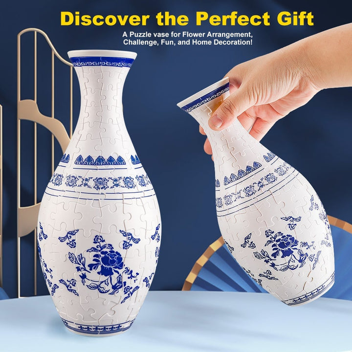 Samlet 3D puslespil vase, perfekt som moderne blomsterholder og kreativ gaveide.