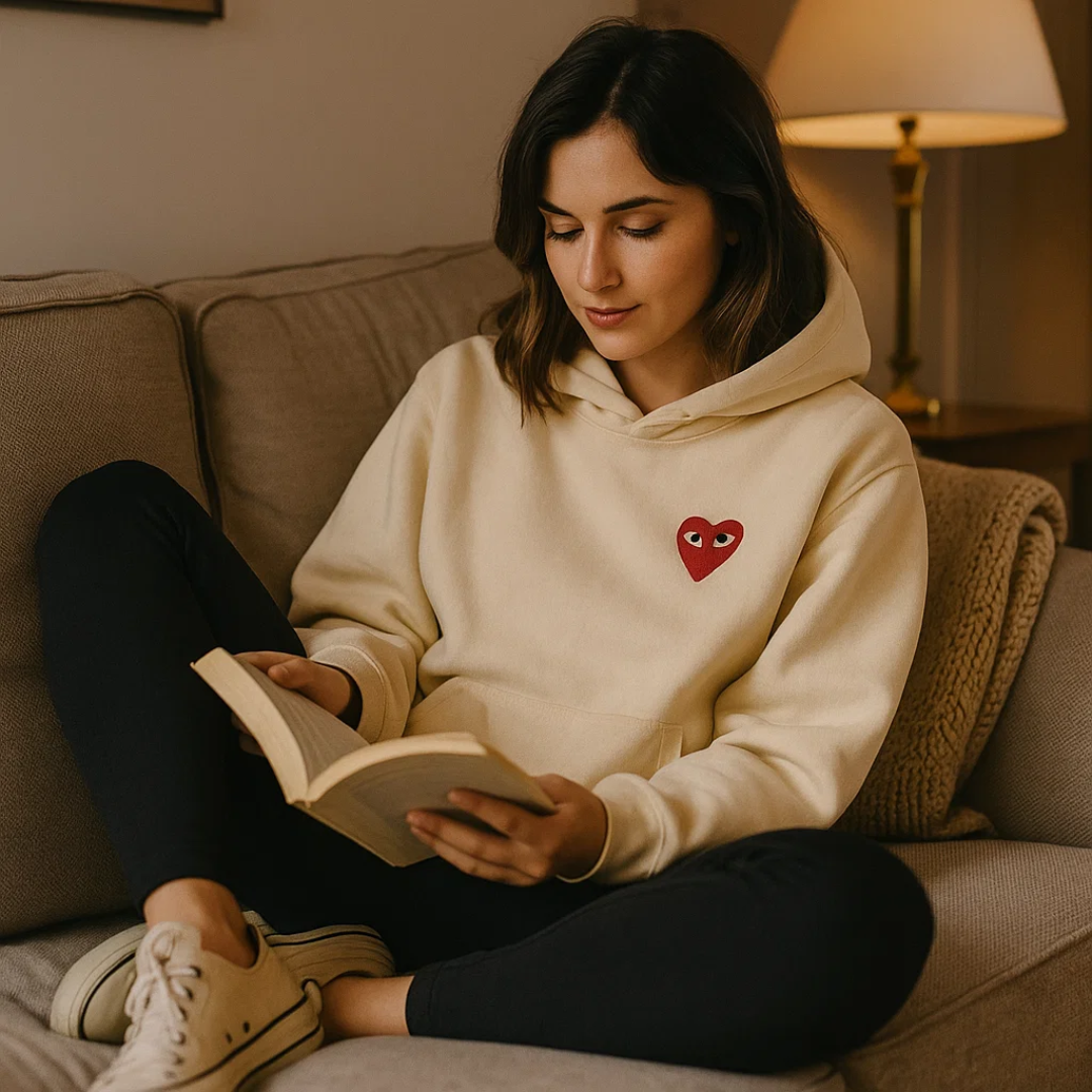 Bagfra: Blød kvinders hjertesweater med stilfuldt design, komfortabel overdel til enhver lejlighed.