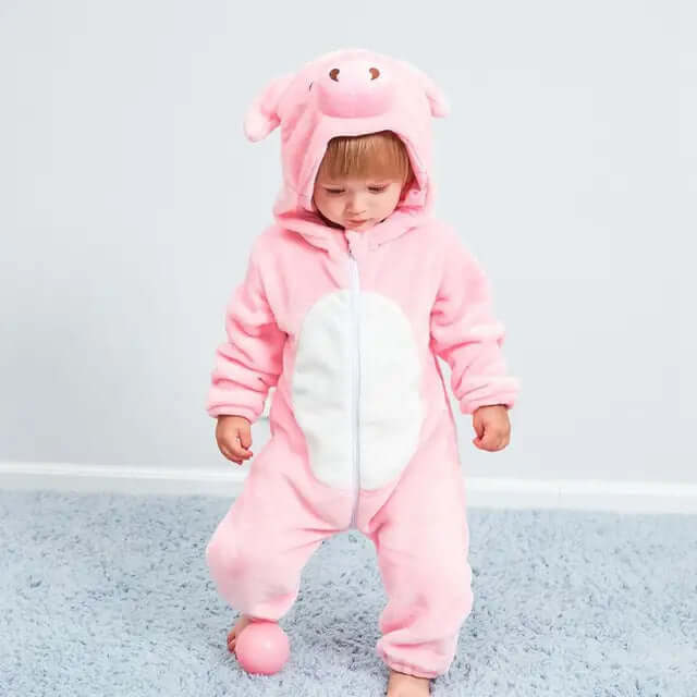 Baby heldragt med søde dyredesigns - hyggelig og varm
