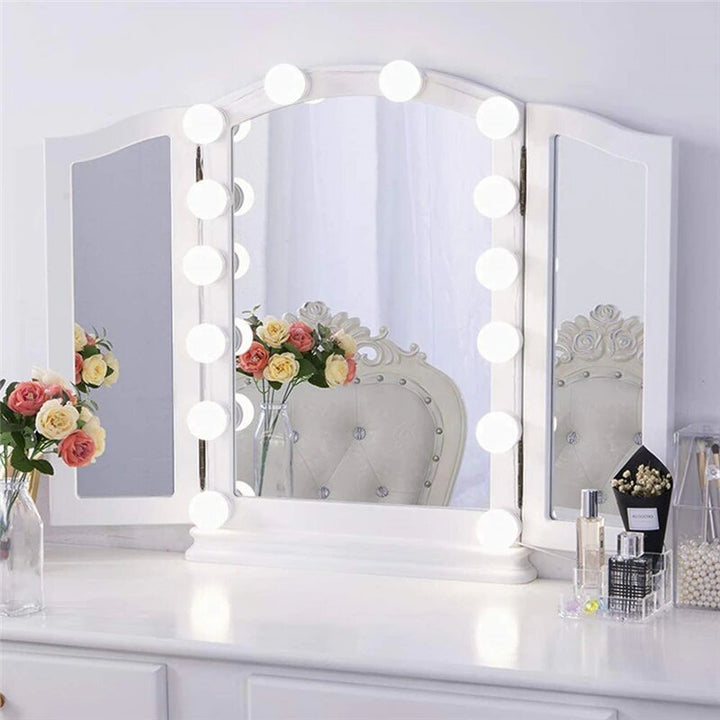 Dæmpbare LED-lamper til make-up-spejle, energibesparende med tre lystilstande for præcis make-up derhjemme.