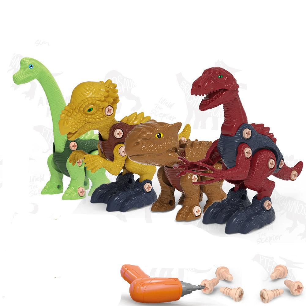 Dinosaur Konstruktionssæt til børn: Farverigt, interaktivt bygge- og skruesæt med fire modeller og børnevenligt værktøj