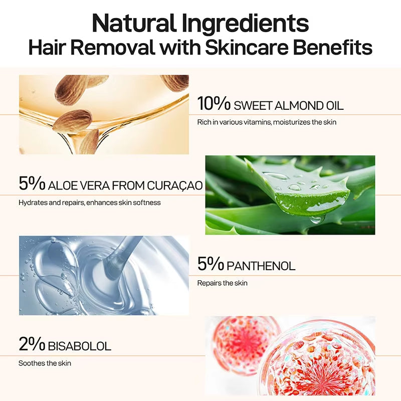 Ansigtshårfjerning med naturlige ingredienser. Smertefri & effektiv til kvinder for glat hud.