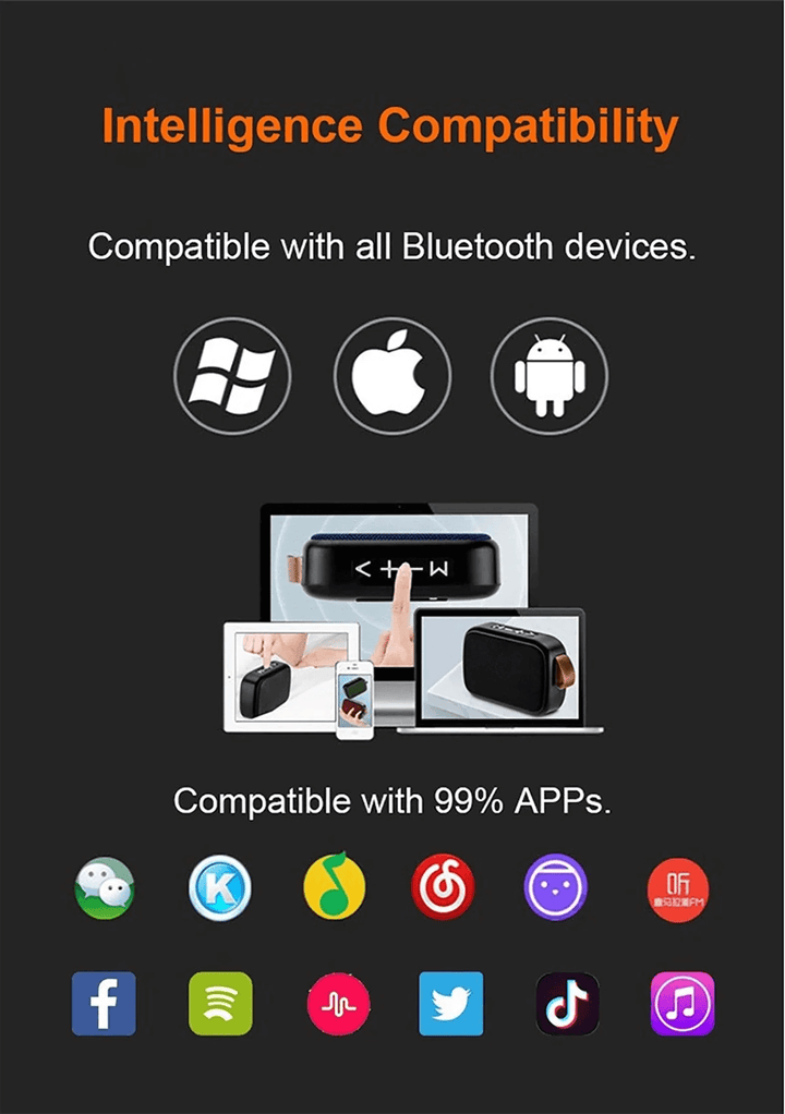 Bærbar 3D Stereo Bluetooth Højttaler