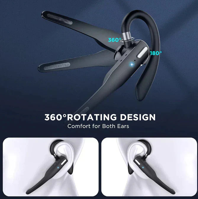 Trådløst Bluetooth 5.1 Headset, sort, dobbelt mikrofon, støjreducerende, ergonomisk, moderne design, tech gadget