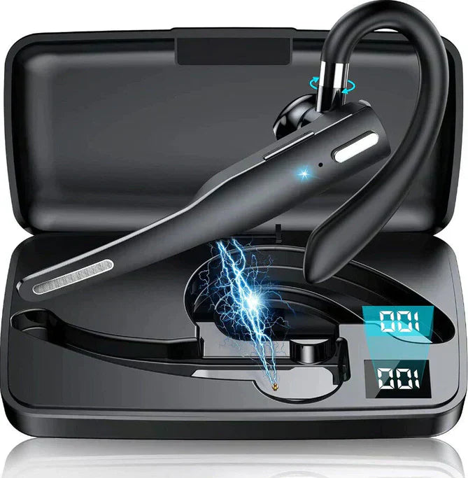 Trådløst Bluetooth 5.1 Headset, sort, dobbelt mikrofon, støjreducerende, ergonomisk, moderne design, tech gadget