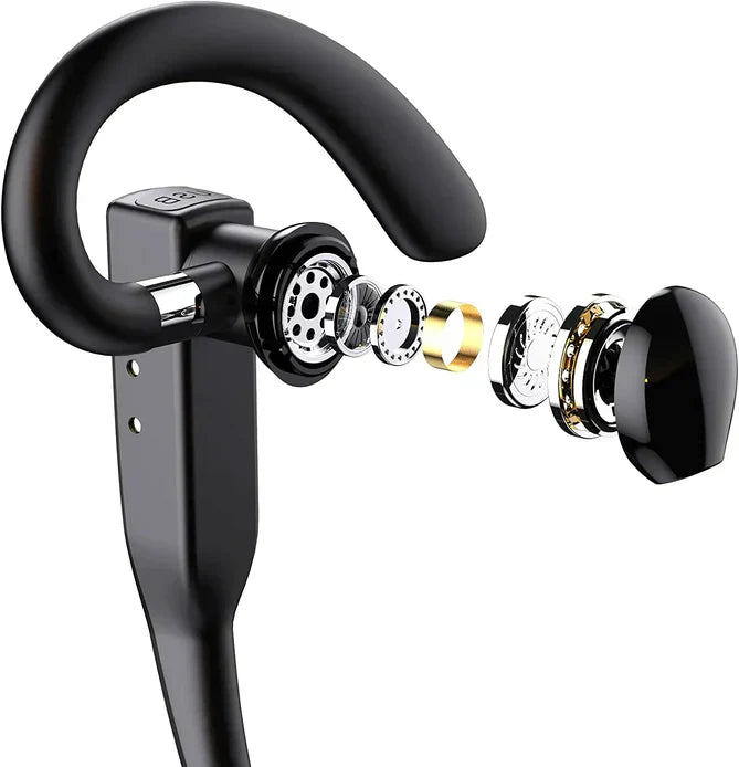 Trådløst Bluetooth 5.1 Headset, sort, dobbelt mikrofon, støjreducerende, ergonomisk, moderne design, tech gadget