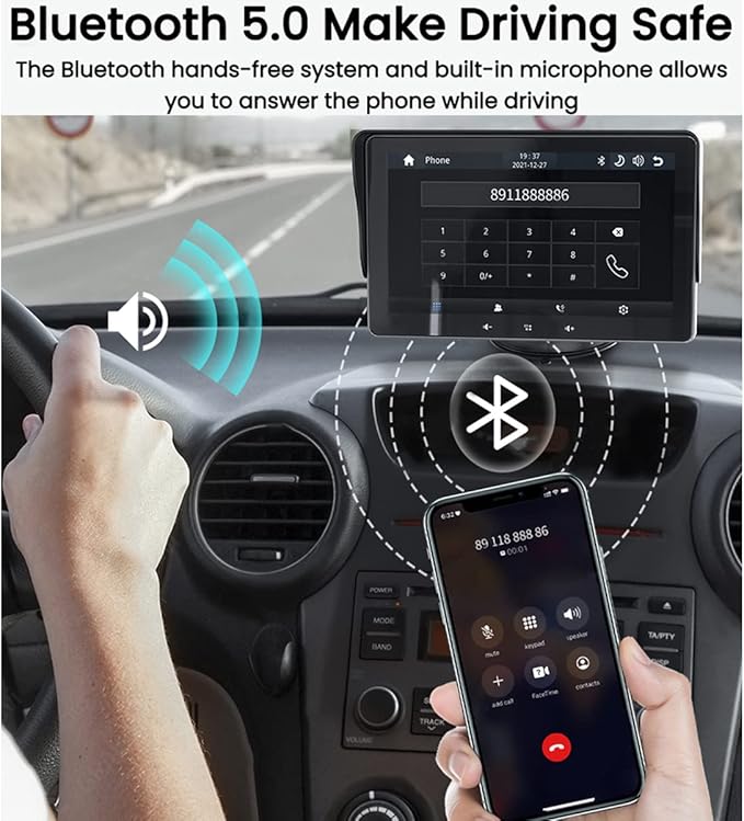 Trådløst CarPlay-system med bakkamera, moderne design i bilen, for sikkerhed og nem smartphone-integration.
