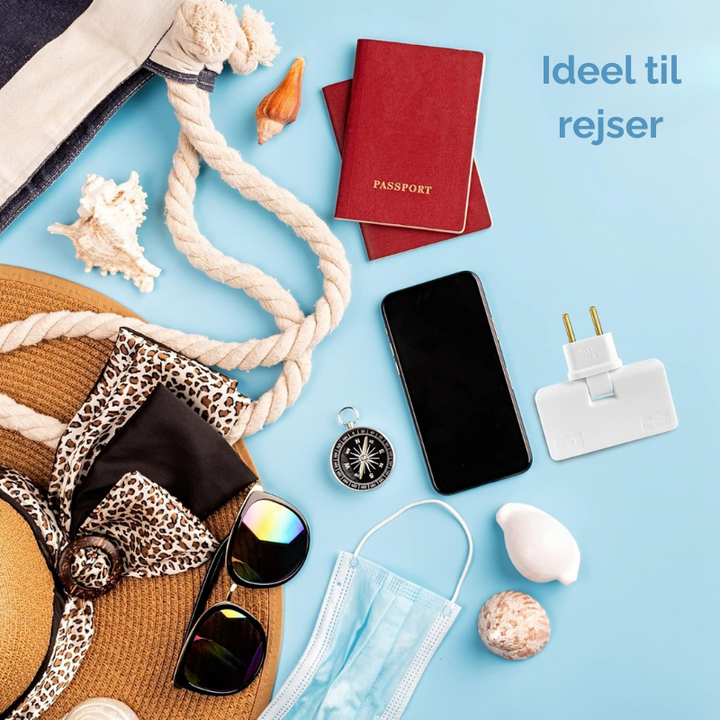 Smart drejelig stikkontakt til hjemmeelektronik; organiserer kabler effektivt.