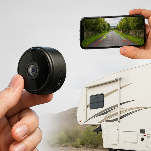 Drejbart Drive360 bakkamera med 360° synsvinkel og nattesyn for universal køretøjssikkerhed.