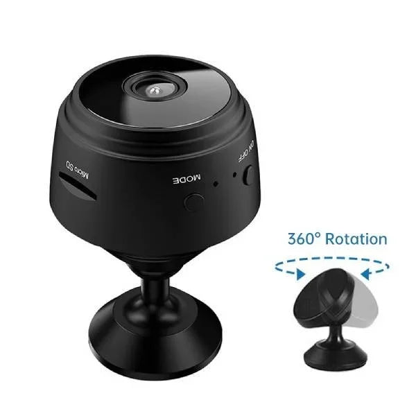 Nærbillede af Drive360 universal bakkamera, kompakt design med drejelig linse og trådløs teknologi.