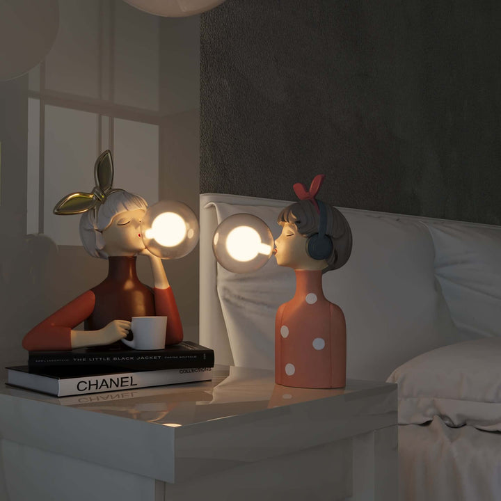 Dekorativ LED Bordlampe i Kunstharpiks