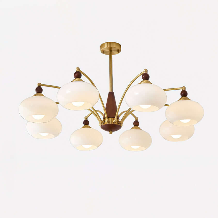 Elegant Retro Lysekrone i Træ og Messing