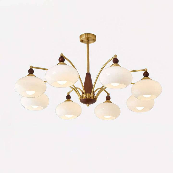 Elegant Retro Lysekrone i Træ og Messing