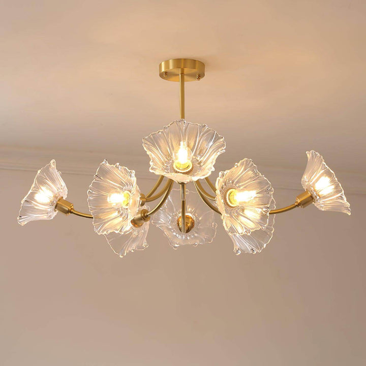 Elegant og Moderne Blomsterglas Lysekrone