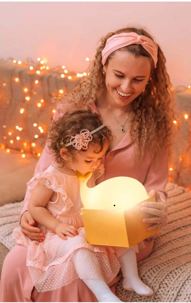 LED natlampe Hval, farveskift, touch, børneværelse