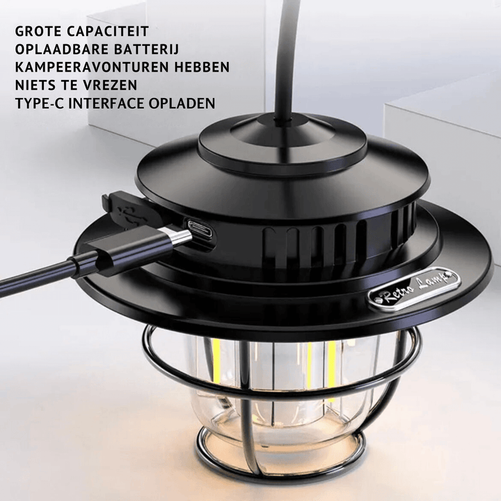 Bærbar LED-campinglampe i retrostil