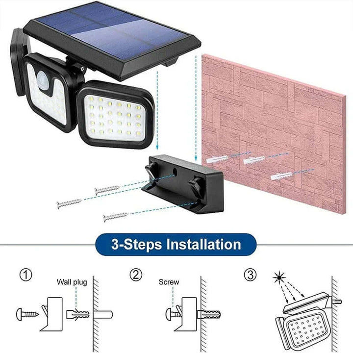 Solar væglampe udendørs med 74 LED