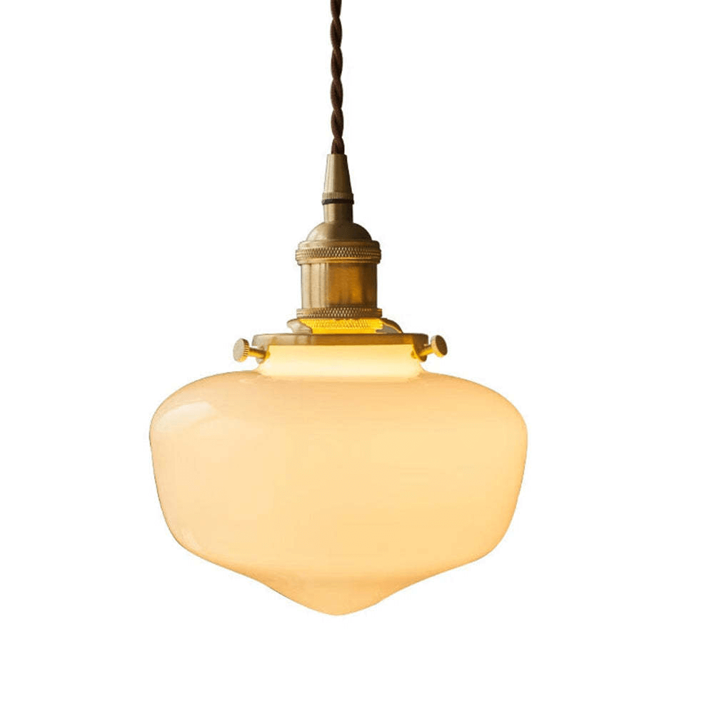 Retro Pendellampe i Messing og Glas