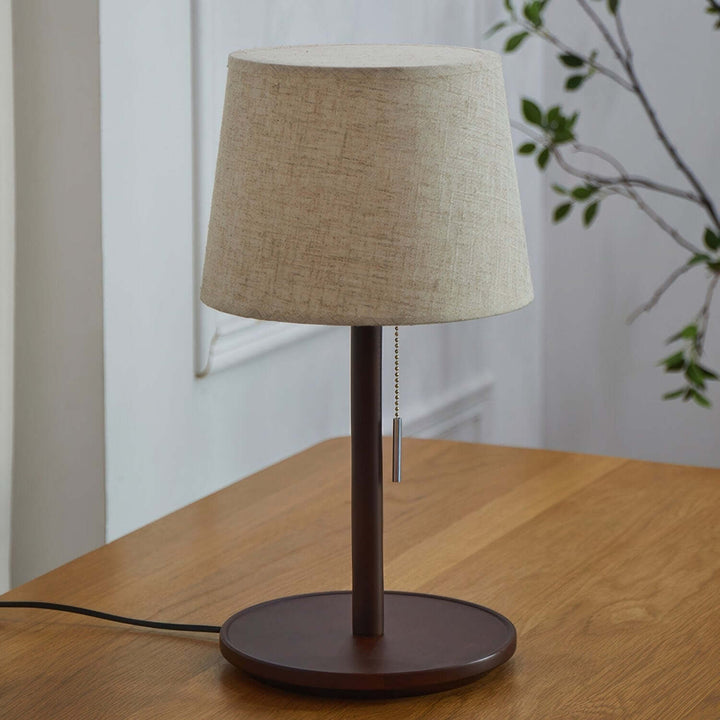 Design Bordlampe Valnøddetræ med Tekstilskærm