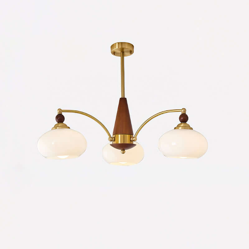 Elegant Retro Lysekrone i Træ og Messing