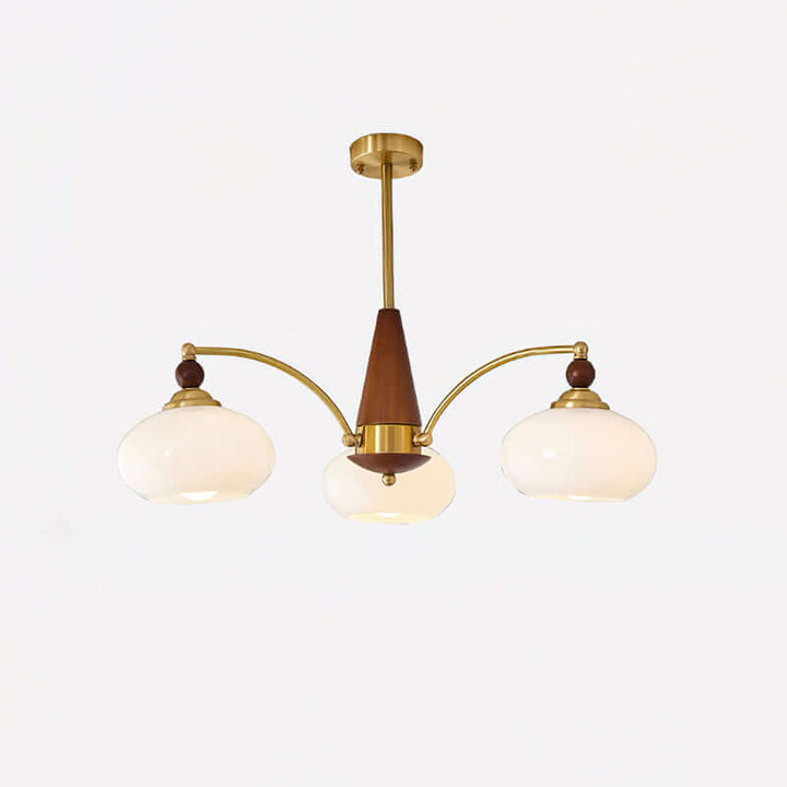 Elegant Retro Lysekrone i Træ og Messing