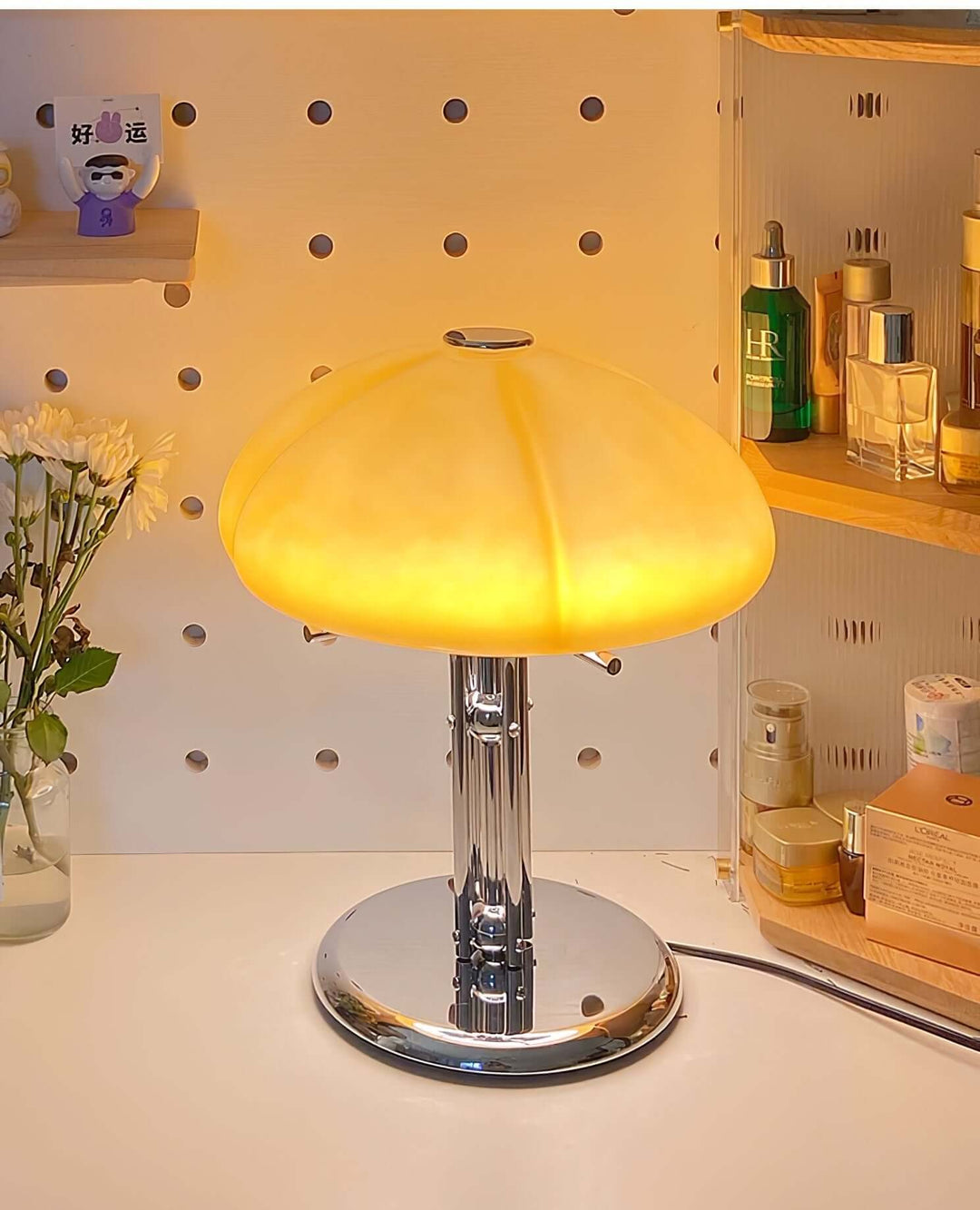 Svamp Design Bordlampe Glas Ravfarvet