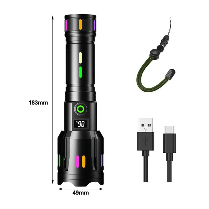 9000 Lumen Genopladelig LED Lommelygte
