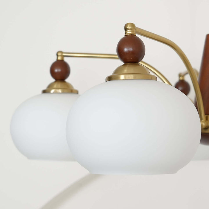 Elegant Retro Lysekrone i Træ og Messing