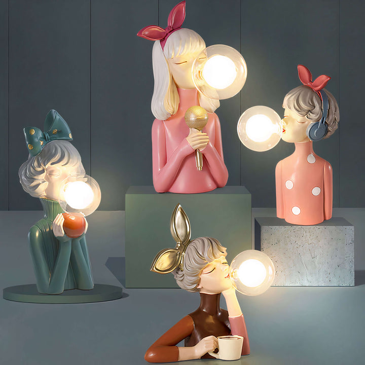 Dekorativ LED Bordlampe i Kunstharpiks
